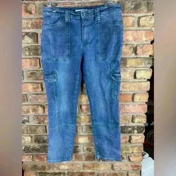Kancan Cargo Jean Medium Wash High Waisted Denim women's size 11/29 - Picture 1 of 4